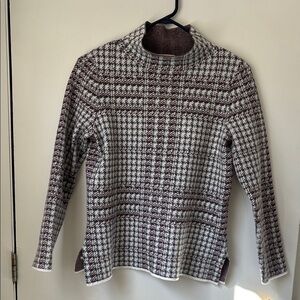 Appleseed's Black and White Cowl Neck Sweater with Houndstooth Design